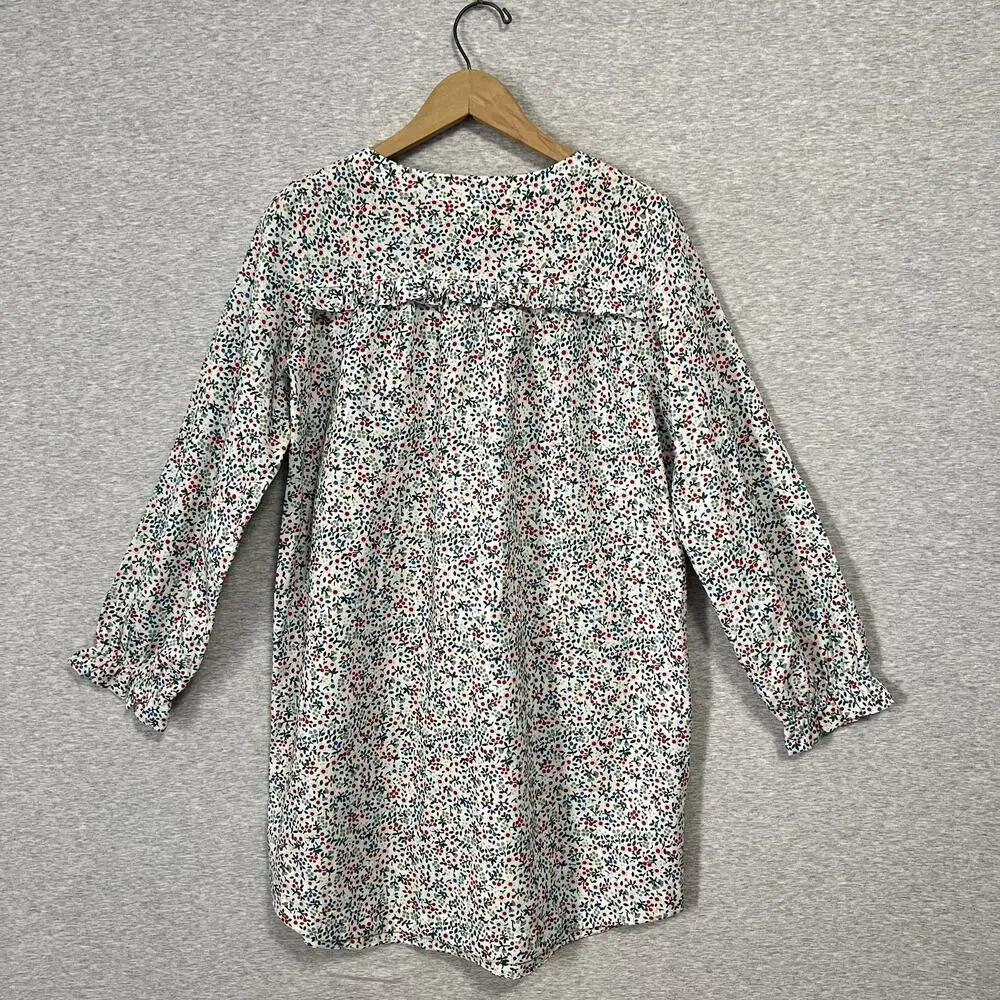Crewcuts Sleepwear Nightgown Girls XL 12-14 White Floral Button Front Ruffle‎ PJ
